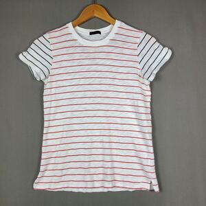 ATM Slub Stripe T-Shirt Red Black Schoolboy Crew Neck Luxury Retro Chic Size S